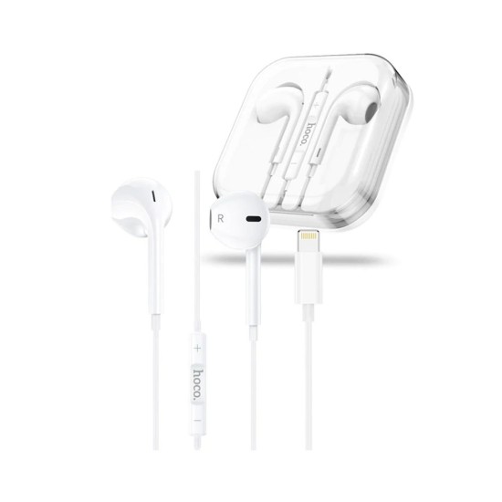 Hoco Earphones M80 Original Series for lightning with mic and one button operation control 1.2m White